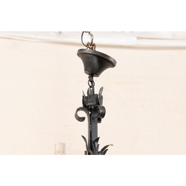 French Vintage French Iron 3-Light Chandelier For Sale - Image 3 of 11