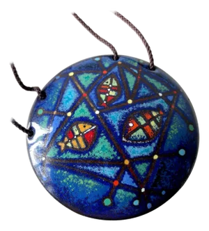 Barney Reid Enamel California Abstract Modernist Pendant Necklace
