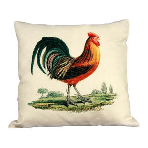 Rooster Linen Pillow