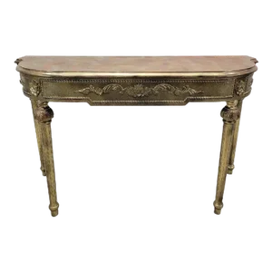 Vintage French Louis XVI Style Gold Gilt Demilune Console Table