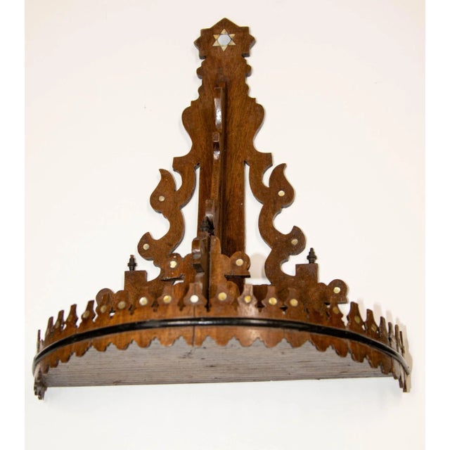 Moroccan Antique Moroccan Wall Bracket Shell Inlay Moorish Wall Shelf 1920s For Sale - Image 3 of 12
