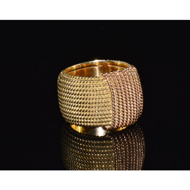Late 20th Century Authentic Vintage Roberto Coin Opera 18k Yellow & Rose Gold Wide Statement Band Ring With Hidden Ruby, Size 7.5 For Sale - Image 5 of 17