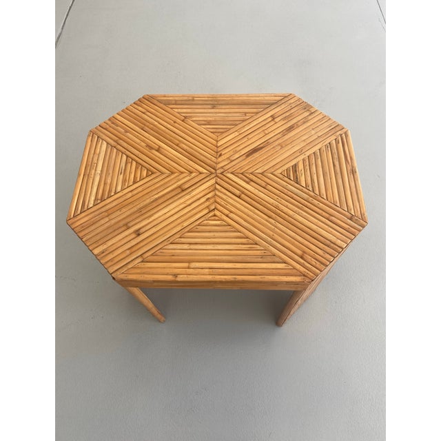 Postmodern Octagonal Split Reed Side Table For Sale - Image 4 of 10