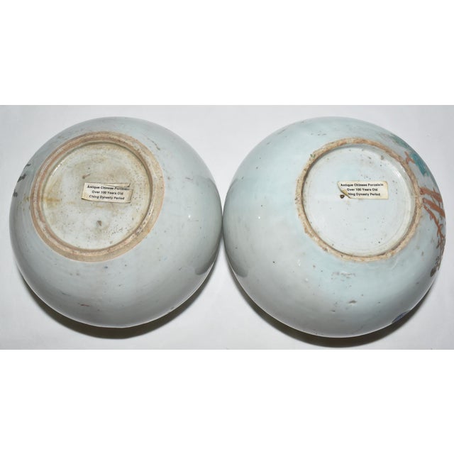 Pair Late 19th Century Chinese Ching Qing Dynasty Porcelain Vases Bird Flower Motif For Sale - Image 11 of 12