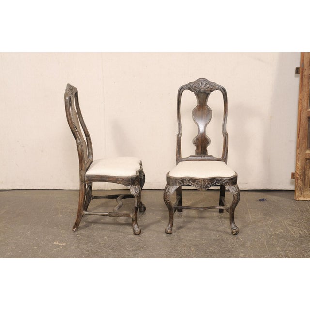 Coffee 18th C. Pair Swedish Rococo Sidechairs For Sale - Image 8 of 13