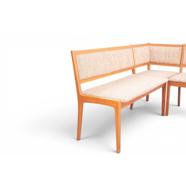 Mid-Century Modern Danish Two Piece Corner Dining Bench in Teak + Wool For Sale - Image 3 of 5
