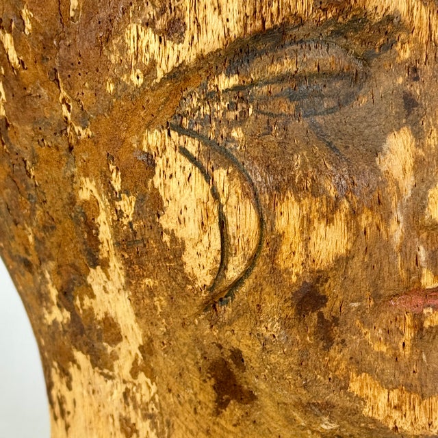 Vintage French Milliners Winking Cork Mannequin Head Bust, Painted With Red Lips For Sale - Image 9 of 11