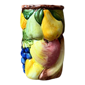 Vintage Italian Majolica Vase / Kitchen Utensil Container — 8”