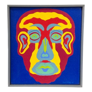 Vibrant Geometric Portrait by Chicago Imagist Errol Ortiz For Sale