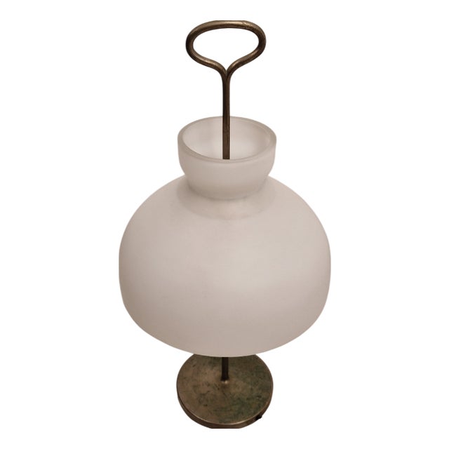 Arenzano LTA3 Table Lamp in Burnished Brass and Opaline Glass by Ignazio Gardella for Azucena, 1956 For Sale