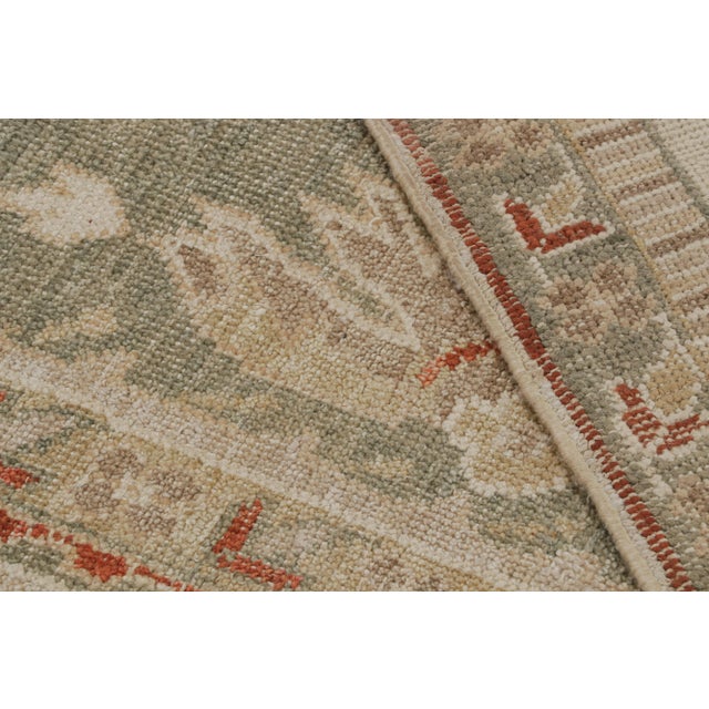 Textile Rug & Kilim’s Oushak Style Rug in Beige-Brown, Green Floral Patterns For Sale - Image 7 of 7