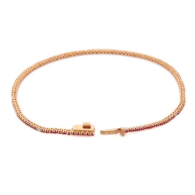 Minimalism 18k Gold Ruby Sleek Bracelet For Sale - Image 3 of 5