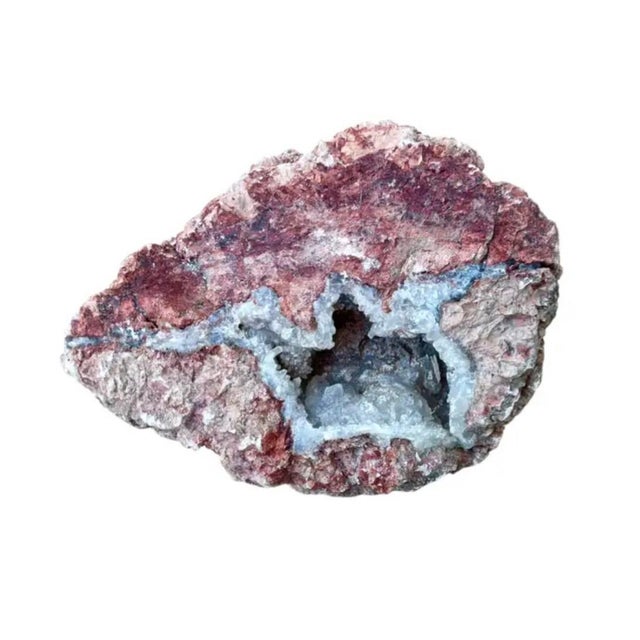 Gemstone Natural Quartz Geode Mineral Specimen in Iron-Stained Matrix For Sale - Image 7 of 12