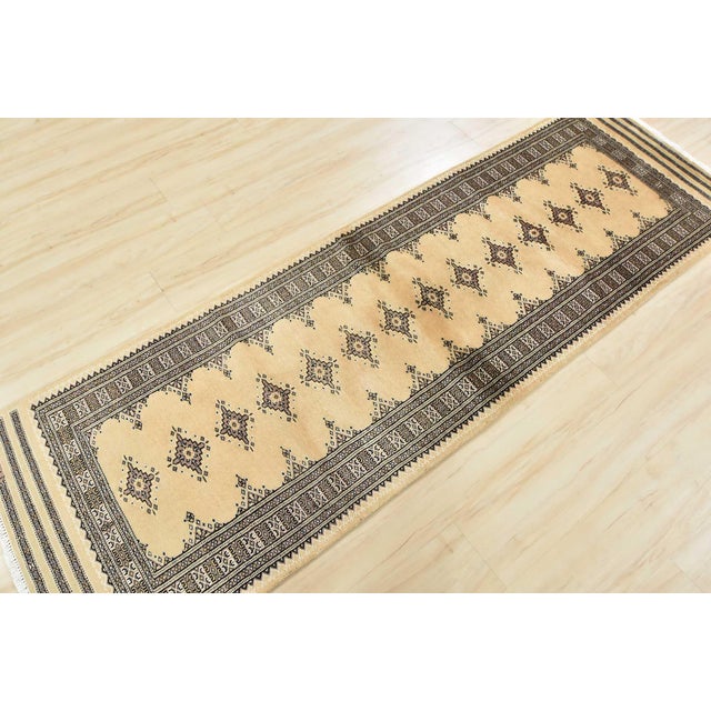 Farmhouse Bokhara Runner 2’7” X 7’11” Beige Wool Tribal Hand-Knotted Oriental Rug For Sale - Image 3 of 13