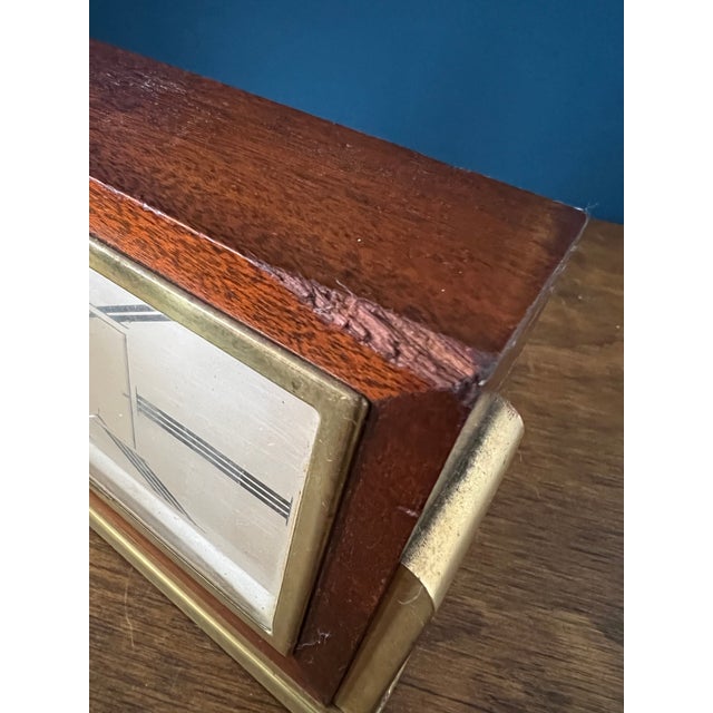 Mid Century Seth Thomas Clock, Tony Paul Brass Walnut Bookends, Atomic Desk Decor For Sale - Image 16 of 18