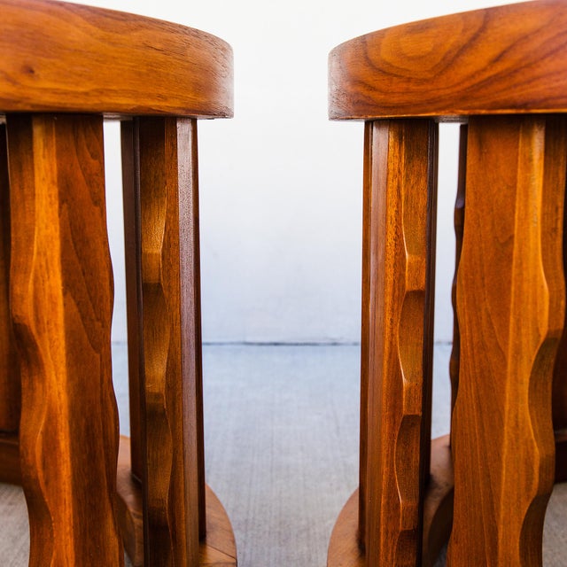 Cal Mode Vintage Mid Century Walnut & Burl Drum Side Tables by Cal Mode For Sale - Image 4 of 15