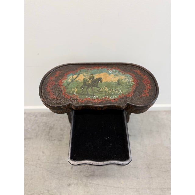 Vintage Chinoiserie Japanned Accent Table With Drawer For Sale - Image 11 of 18