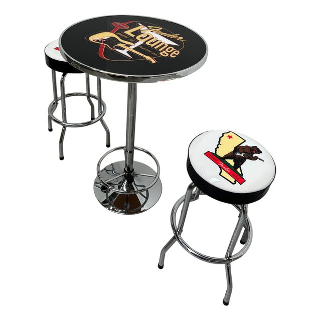 Fender Bar Table and Stools, Set of 3 For Sale