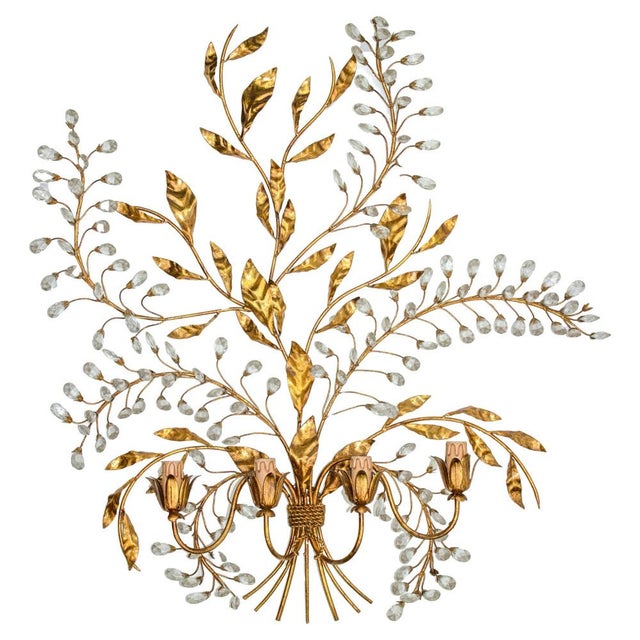 Gilded Brass Bracket Lamp in the style of Hans Kohl, Late 20th Century For Sale - Image 6 of 6