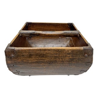 Antique Primitive Chinese Rice Basket in Wood and Iron, 1900s For Sale