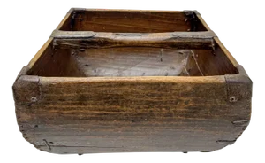 Antique Primitive Chinese Rice Basket in Wood and Iron, 1900s