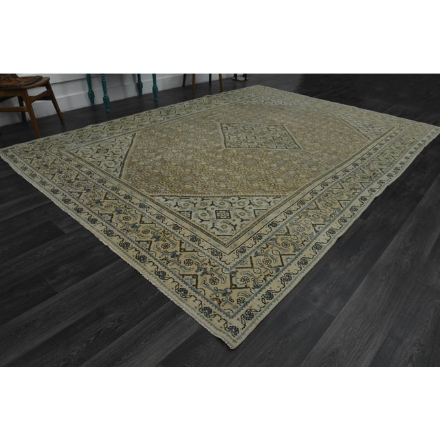 Green 1970s Vintage Persian Handknotted Wool Green Oversize Area Rug For Sale - Image 8 of 11