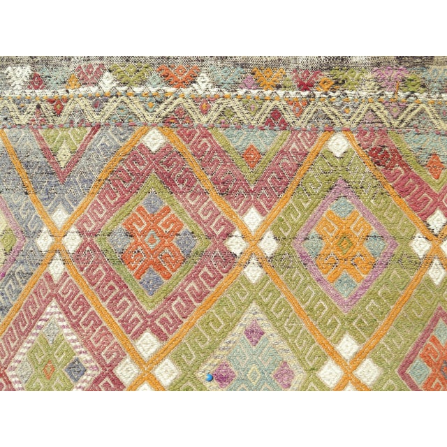 Ruby Red 60s Turkish Handmade Boho Kilim Area Rugs For Sale - Image 8 of 11