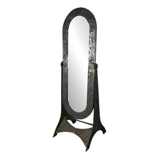 Vintage Metal Floor-Standing Dressing Mirror, 1980s For Sale