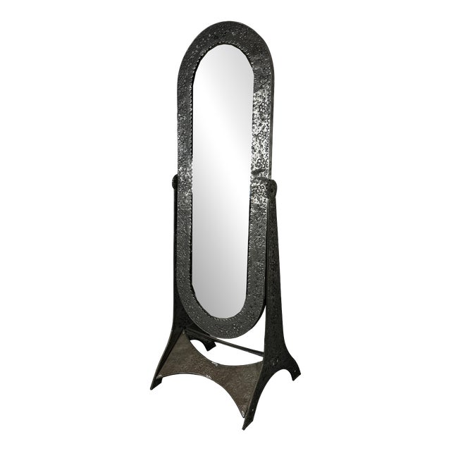 Vintage Metal Floor-Standing Dressing Mirror, 1980s For Sale
