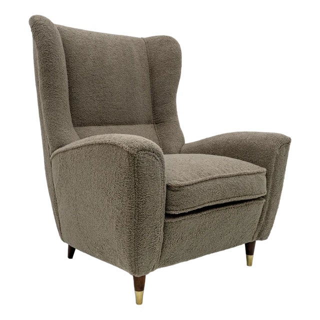 Mid-Century Modern Bouclè High Back Armchair by Isa Bergamo, 1950 For Sale