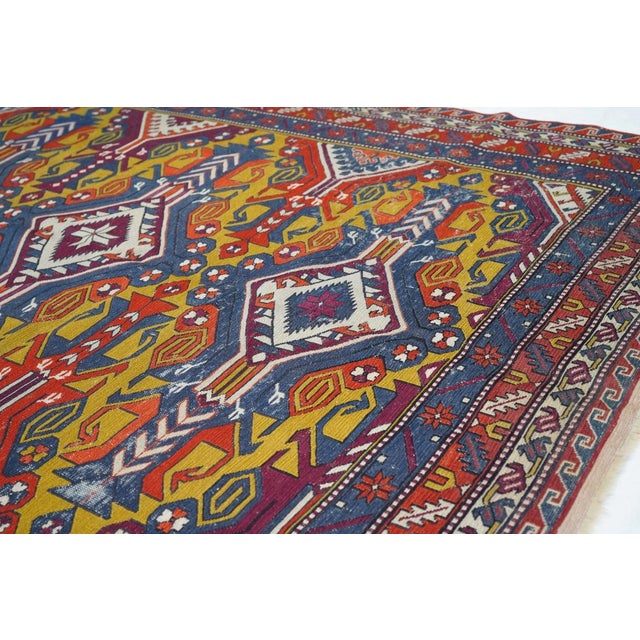 Vintage Turkish Sumak Rug 6'3'' X 9'4'' For Sale - Image 4 of 7