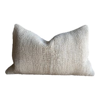 Vintage Turkish Hemp Rug Pillow 18" X 29" With Down Insert For Sale