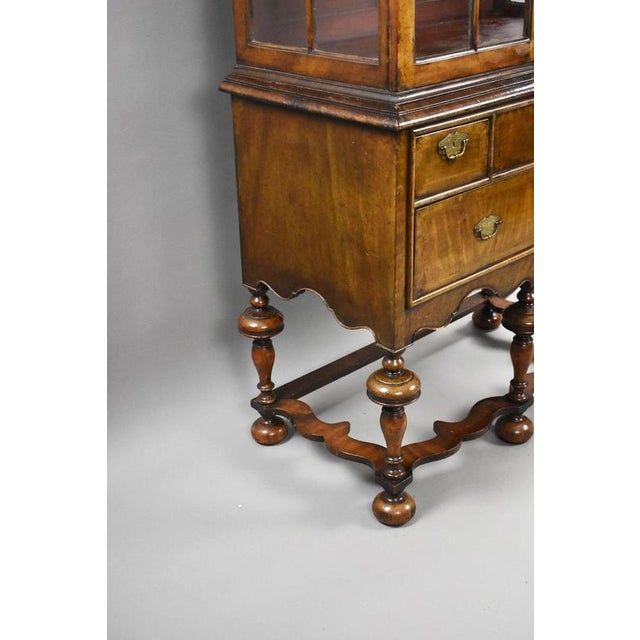 Wood Antique Queen Anne Style Walnut Cabinet on Stand, 1900 For Sale - Image 7 of 15