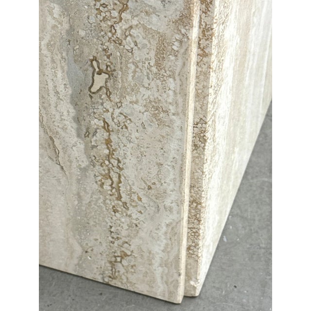 Vintage Italian Modern Travertine Cube Side Table or Pedestal For Sale In Philadelphia - Image 6 of 8