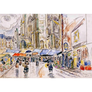 Paul Signac the Market Treguier Limited Edition Giclee For Sale