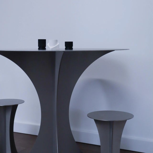 T-01 Silver Stainless Steel Metal Dining Table by Kwaku Boateng, in New conditions. Designed from 2000 Imprinted by Maker