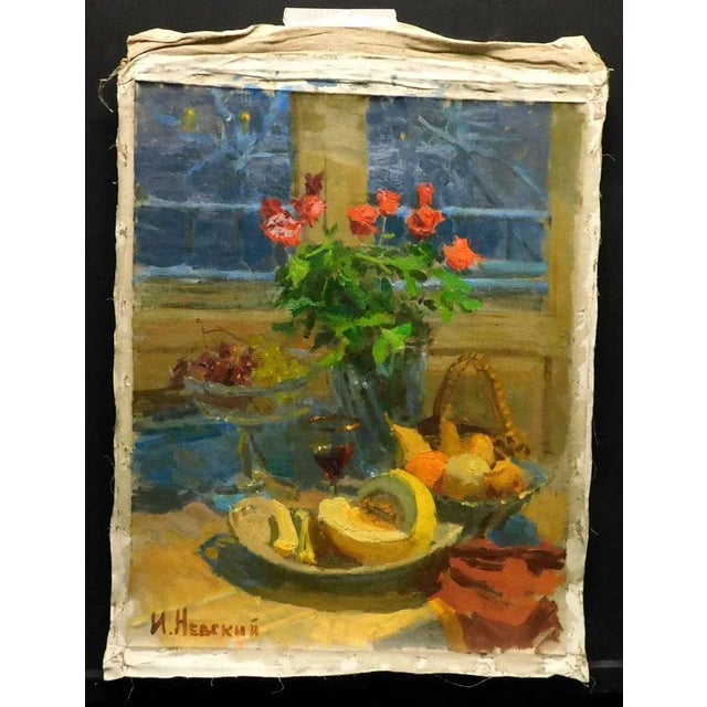 Expressionism "Untitled 2004" Igor Nevsky Original Abstract Still Life Oil Painting on Canvas For Sale - Image 3 of 5