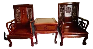 Beautiful Ming Dynasty-Styled Chinese Rosewood Armchairs and a Table