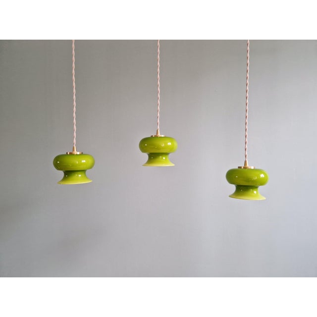 Vintage Pendant Lights in Green Opaline Glass, 1960s, Set of 3 For Sale - Image 16 of 16