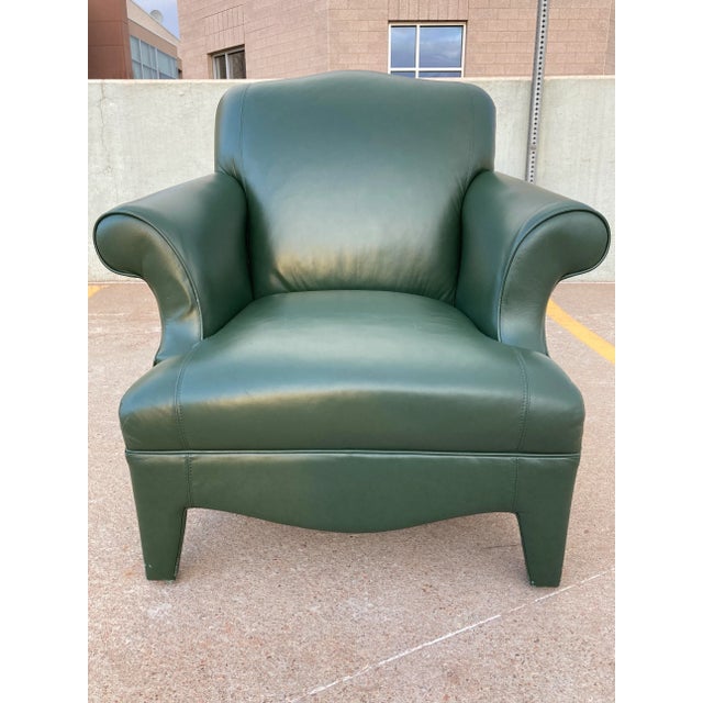 Late 20th Century Neotraditional Fully Upholstered Leather Lounge Chair Manner of John Hutton for Donghia For Sale - Image 13 of 13
