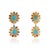 Gold 21.07 Carats Turquoise Diamond Floral Drop Earrings With Rainbow Sapphires in 14k Gold- A Pair For Sale - Image 8 of 16