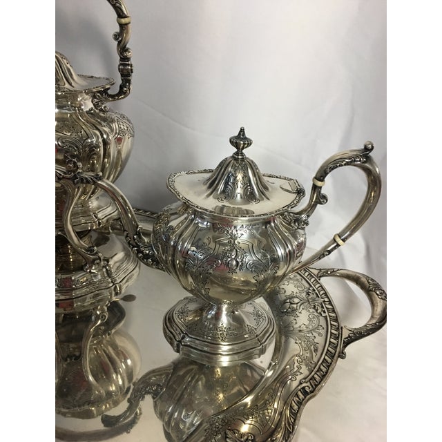 1930s Art Nouveau Gorham Silver Co. Silver Sterling Tea Service - Set of 7 For Sale In Detroit - Image 6 of 11