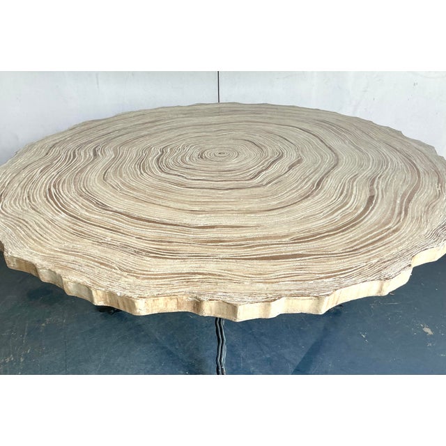 Vintage Boho Cast Concrete Tree Slice Slab Table For Sale - Image 12 of 12