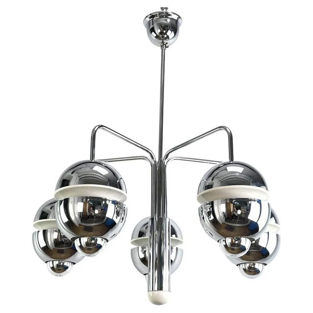 Chrome Sputnik Ceiling Lamp attributed to Klaus Hempel for Massive, Belgium, 1970s For Sale - Image 11 of 11