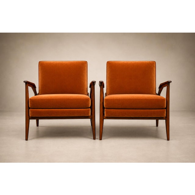 Giuseppe Scapinelli Giuseppe Scapinelli Pair of Armchairs in Caviúna & Burnt Caramel Mohair Velvet, Brazil, 1950s For Sale - Image 4 of 18