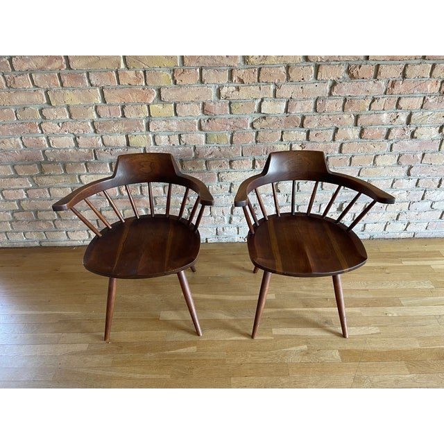 Vintage Captains Chairs in Walnut by George Nakashima for Nakashima Studio, 1960s, Set of 2, in Flawless conditions....