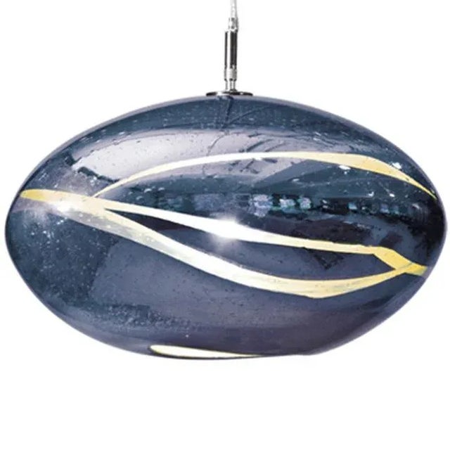 Orbit Pendant Light from the Vista Swirl Collection in Steel Blue For Sale In New York - Image 6 of 6