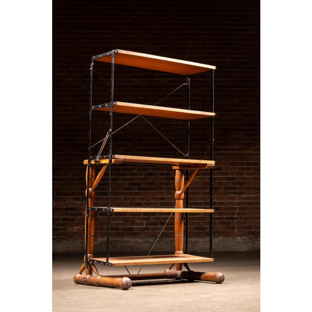 Brown Antique Convertible Baker's Rack Table For Sale - Image 8 of 10