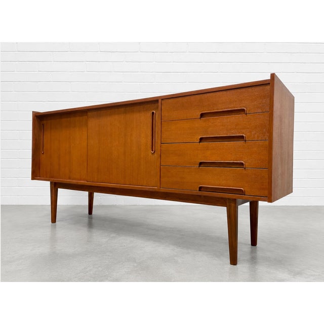 Mid Century Modern Styled Handmade Teak Credenza | Danish Media Stand Sideboard For Sale - Image 11 of 12