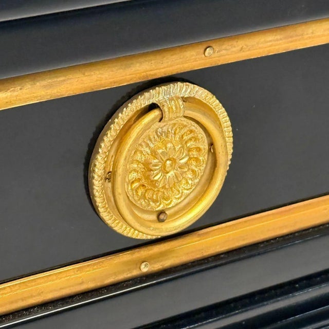 Louis XVI Style, Hollywood Regency, Sideboard, Black Lacquer, Marble, Bronze For Sale - Image 10 of 11